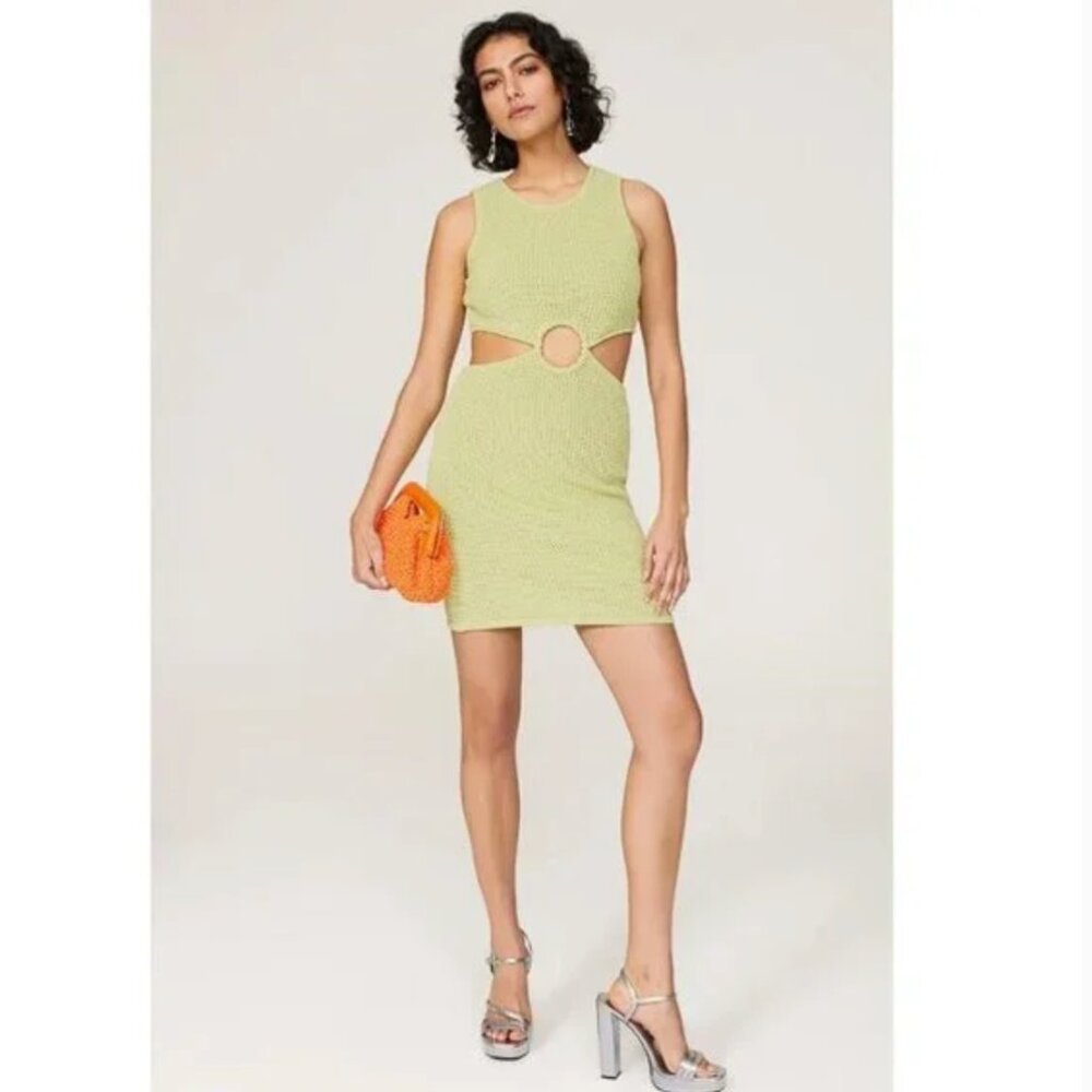 Ronny Kobo Collective - Lime Green Crochet Cutout Mini Dress - Small RTR